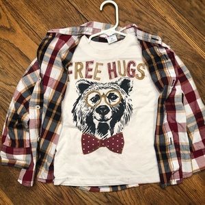 Button up shirt with t-shirt